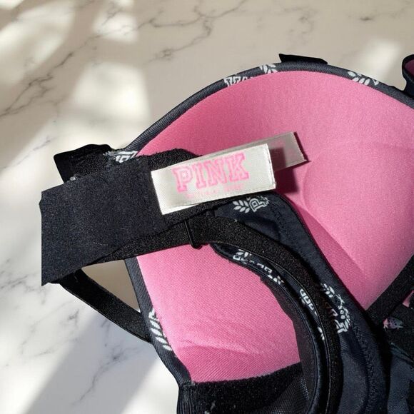 Victoria’s Secret PINK Sexy Everywhere Black Logo Push-Up Bra Size 34B - Picture 3 of 7